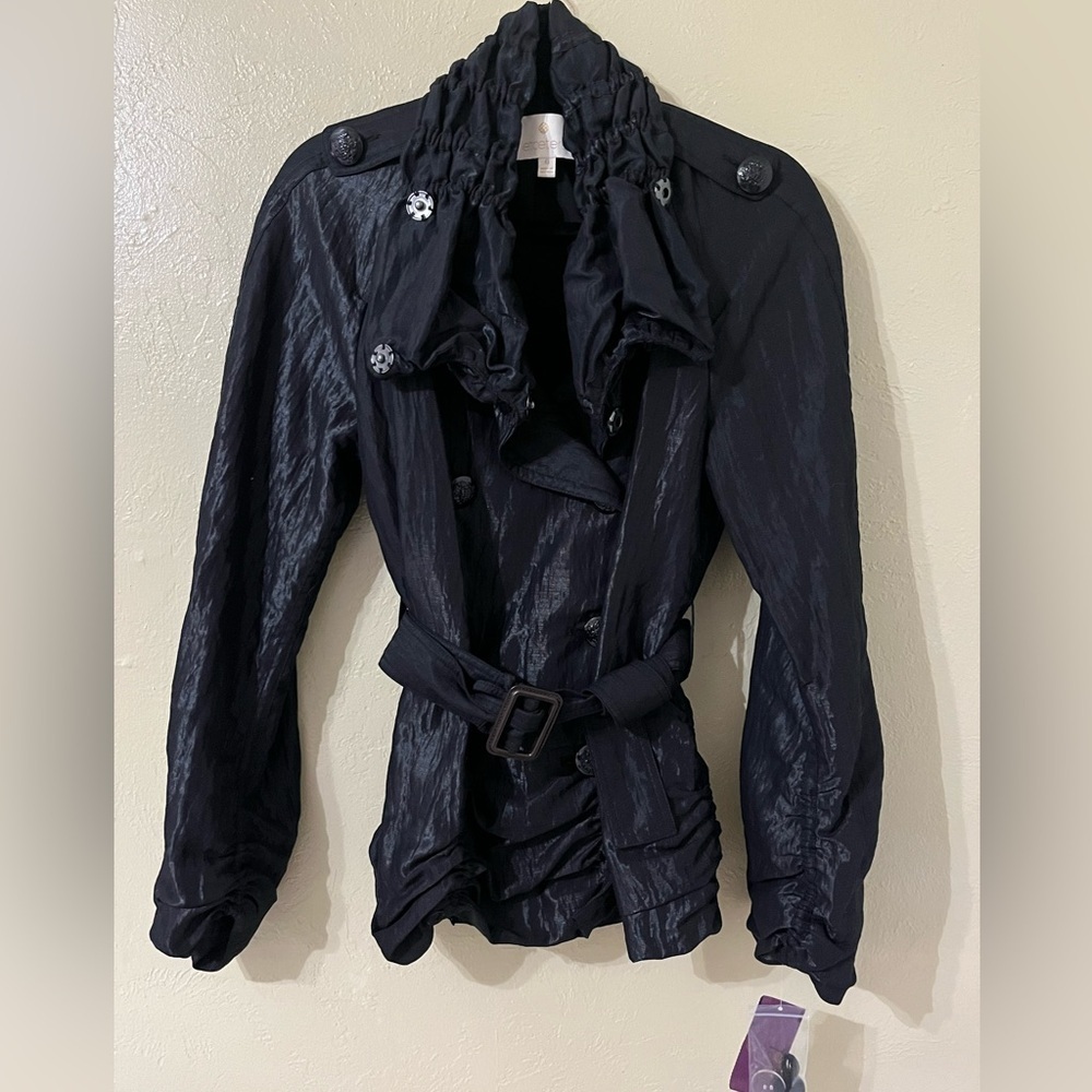NWT Etcetera crushed textured ruffle collar dress jacket size 6 - Picture 2 of 6